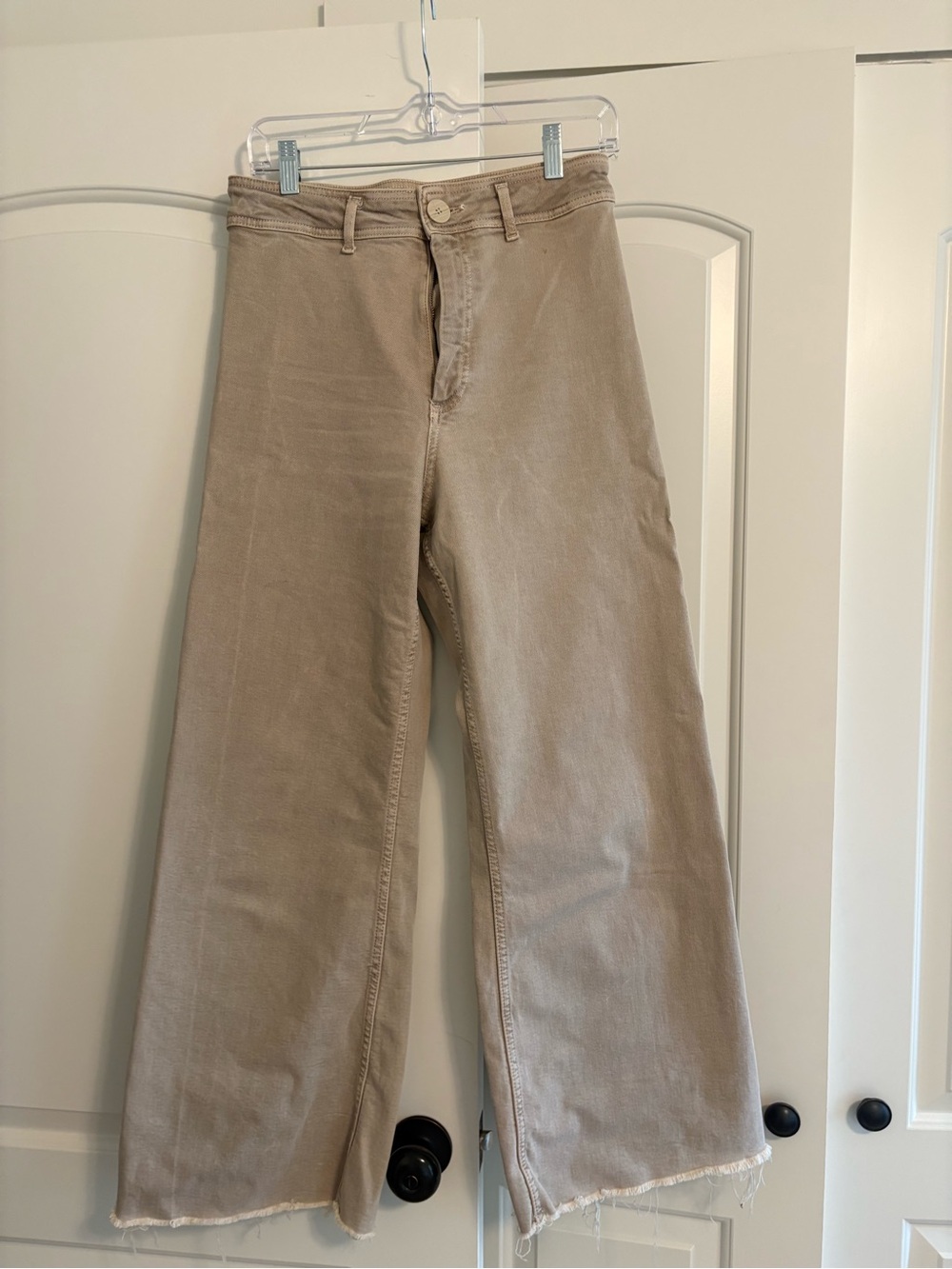 Zara Beige Wide-Leg Womens Pants